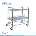 Chariot d&#39;hôpital médical d&#39;instrument d&#39;acier inoxydable d&#39;AG-SS020 avec 2 couches